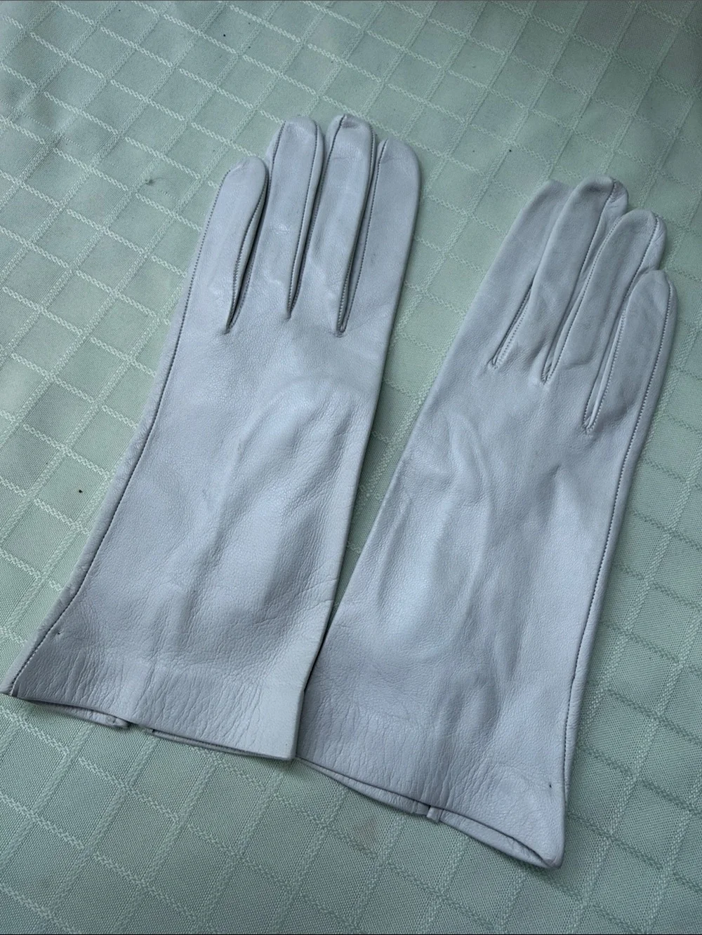 New Vintage Classic Long Leather Gloves - Light Blue